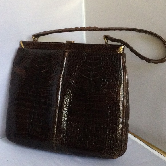 GORGEOUS VINTAGE CROCODILE LEATHER BAG - Picture 5 of 6